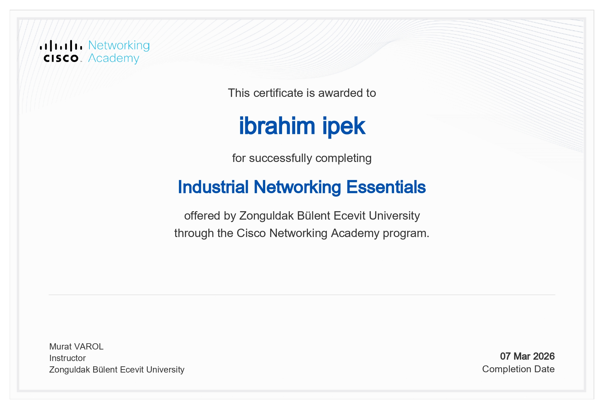 Cisco - Industrial Networking Essentials Sertifikasi